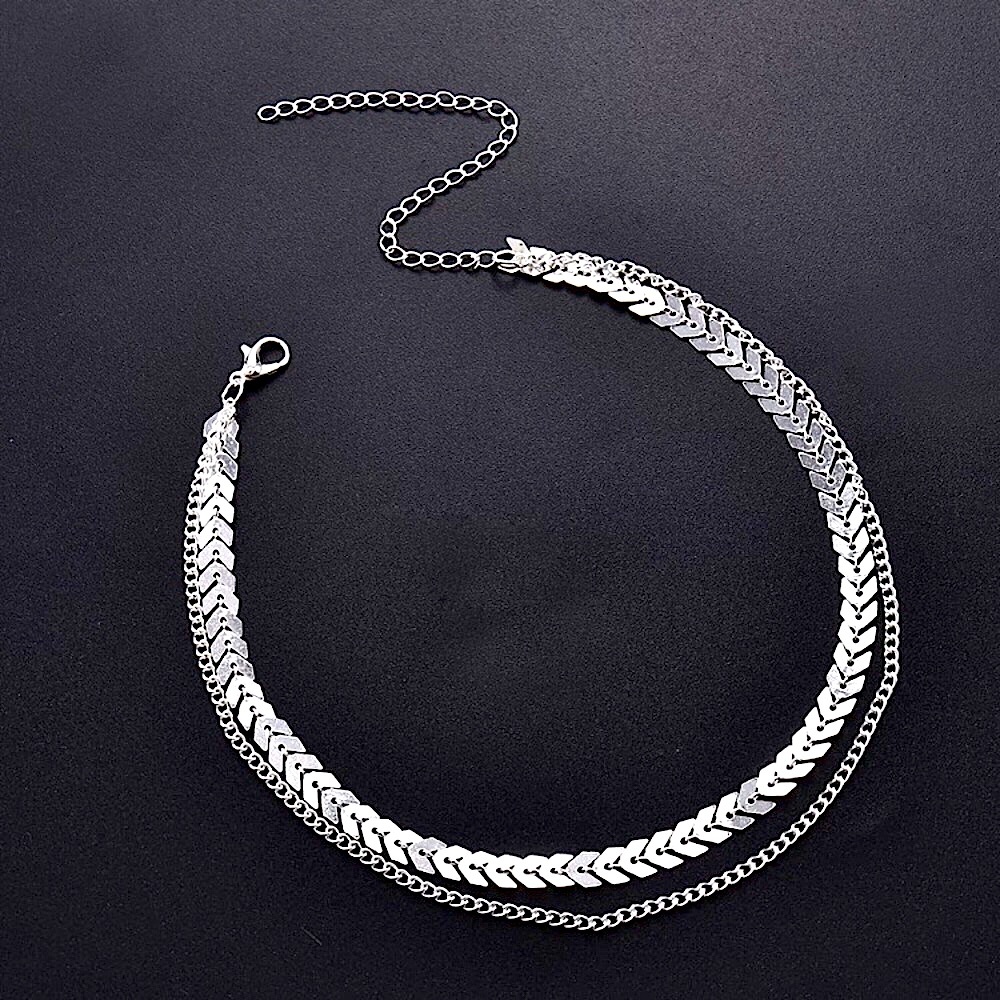 ⚜️[𝟯/$𝟭𝟴]⚜️2 Layered Silver Arrow Choker NEW - Picture 5 of 10